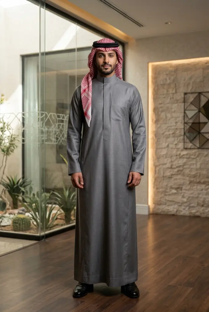 Thobe Fabric Grey Sameer Amis - Kwd2030