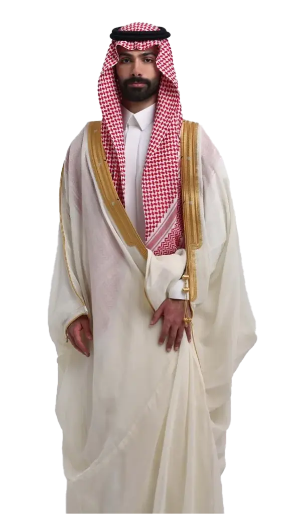 Royal white bisht (traditional cloak)