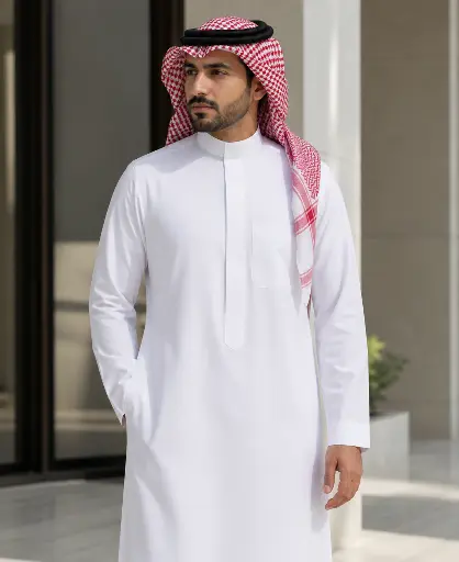[Th-920] Thobe White Fabric Acetex 3030