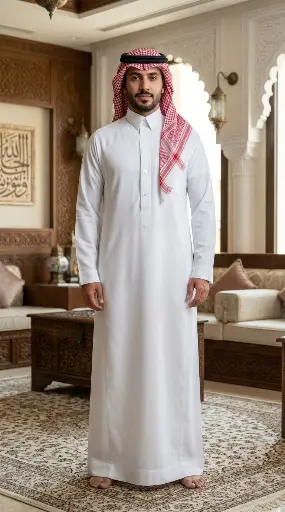 [Th-926] Thobe White Fabric Al Fares