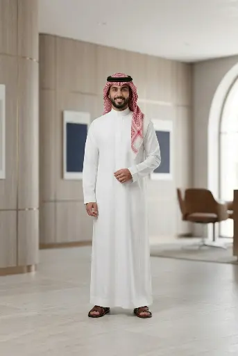 [Th-951] ثوب ابيض قماش فيجن ss-42 MT-001385