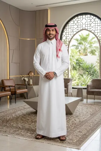 [Th-931] ثوب ابيض قماش كاش 711 - MT-001747
