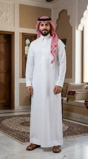 [Th-934] Thobe White Fabric Dante 115