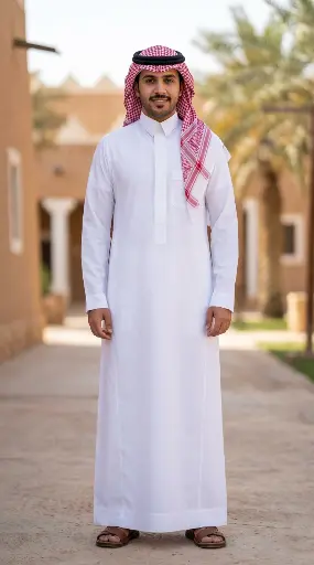 [Th-928] Thobe White Fabric Al Nawras
