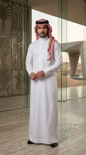 [Th-903] ثوب قماش ابيض فالك طيب