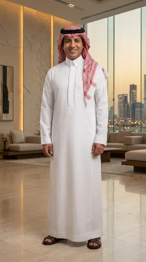 [Th-900] ثوب قماش ابيض جمال الرائد