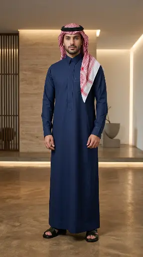 [Th-860] ثوب قماش اكسلانس كحلي - 138