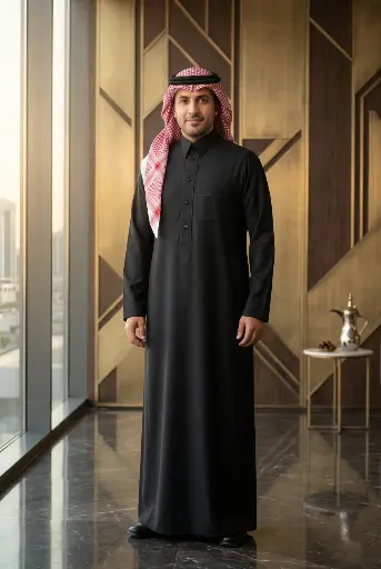 [Th-859] ثوب قماش اكسلانس اسود - 138