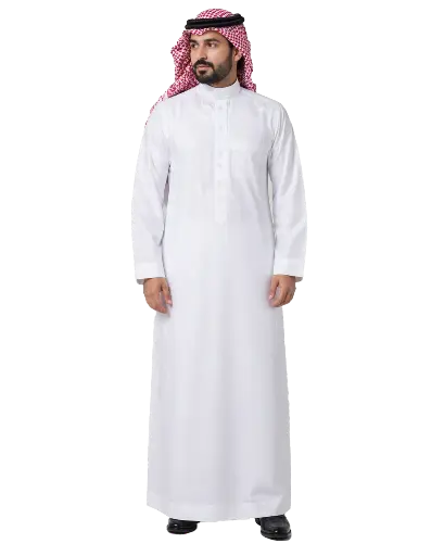 [Th-838] Thobe Fabric Araaqa White Kwd MT - 001904