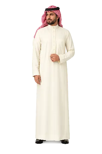 [Th-819] Thobe Cream Fabric Dante 115