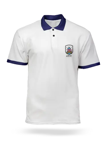 [Wh-1022] White polo T-shirt with navy collar – Montessori Section (Girls) – Manahil Al Bukayriyah School