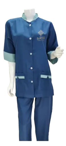 [Cl-35] Cleaning staff uniform, blue, Model 1